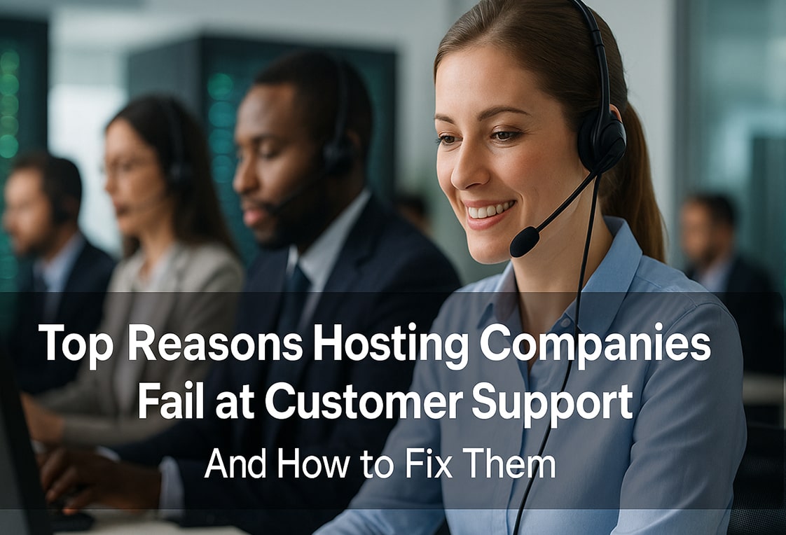 Customer support team working at hosting company